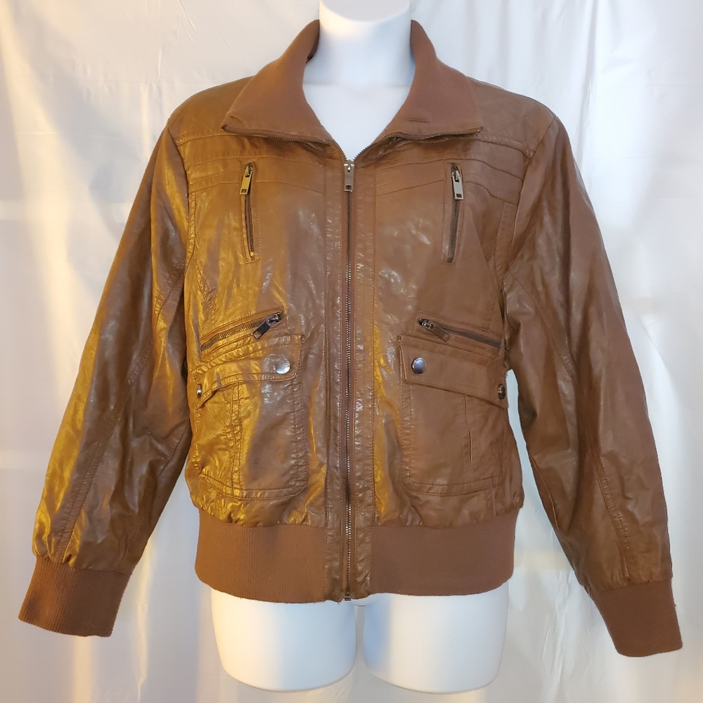 Dollhouse Brown Leather Like Jacket Size 3X